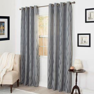 Lavish Home Angelina Jacquard Curtain Panel Set Blue Gray 56 x 84 Whimsy Garden